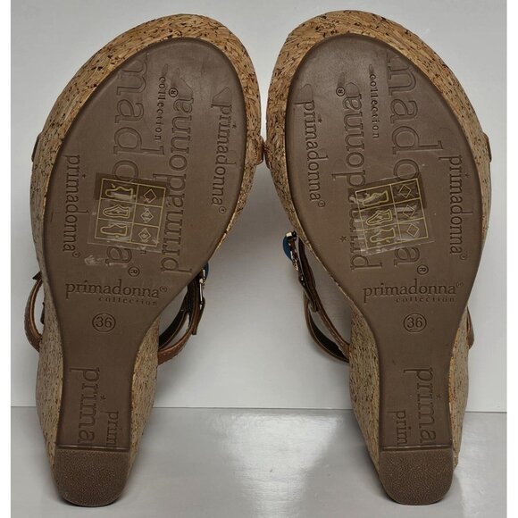 PRIMADONNA COLLECTION WOMEN SANDALS SIZE EURO 36 TAN TURQUOISE BEADING NEW - Picture 10 of 12